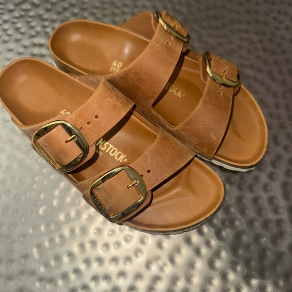 Birkenstock Arizona Big Buckle Cognac Leather Sandals (size 40/9-9.5) - Picture 3 of 6